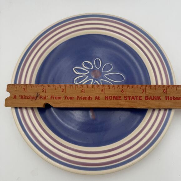 Vintage Pfaltzgraff Baja Salad Plates Set/4 Blue with Flower Center - Picture 2 of 6